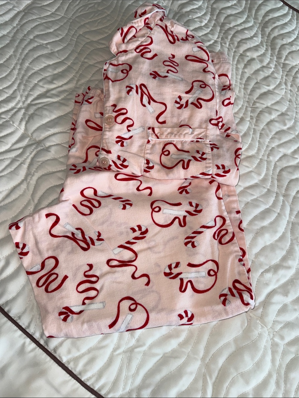 Victoria's Secret Pink & Red Candy Cane Woman’s Flannel Pajamas